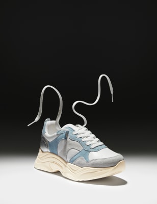 

M&S Collection Zapatillas deportivas de piel gruesas con cordones y plataformaWomens - Blue Mix, Blue Mix