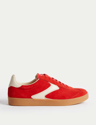 

Womens M&S Collection Suede Lace Up Side Detail Trainers - Red Mix, Red Mix