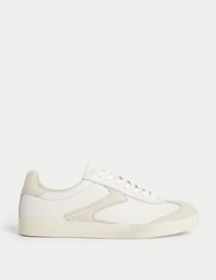 

Womens M&S Collection Leather Cupsole Side Detail Trainers - White, White