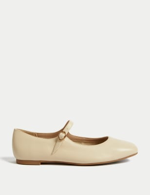 

Womens M&S Collection Buckle Flat Square Toe Ballet Pumps - Beige, Beige