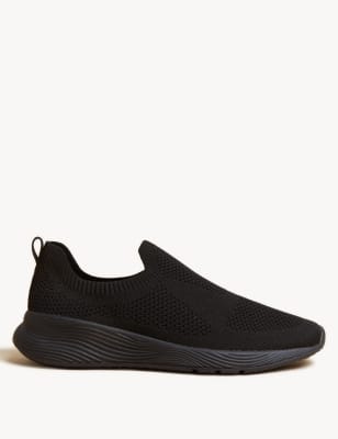 

Womens Goodmove Knitted Slip On Trainers - Black, Black