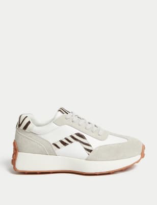 

M&S Collection Zapatillas deportivas de piel con detalle de cordones en el lateralWomens - Grey Mix, Grey Mix
