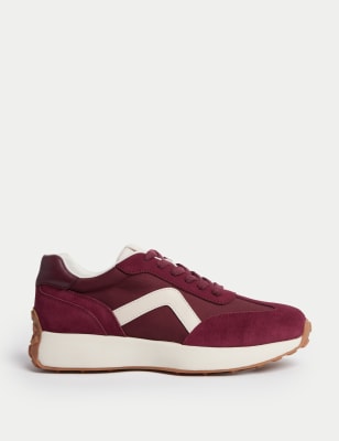 

Womens M&S Collection Leather Lace Up Side Detail Trainers - Burgundy Mix, Burgundy Mix