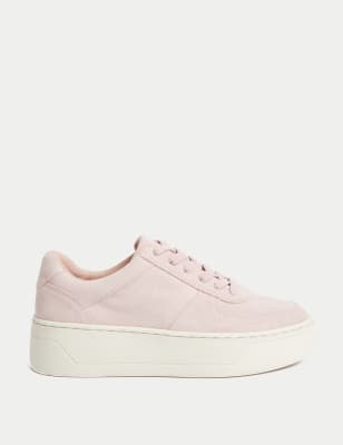 

Womens M&S Collection Leather Lace Up Chunky Trainers - Pink, Pink