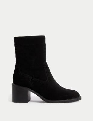 

Womens M&S Collection Suede Block Heel Sock Boots - Black, Black