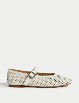 

Womens Autograph Leather Flat Ballet Pumps, White