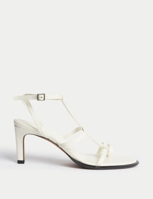 

Womens Autograph Leather Strappy Stiletto Heel Sandals - White, White