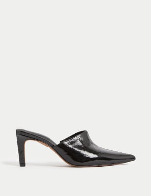 

Womens Autograph Spitz zulaufende Leder-Pantoletten mit Stilettoabsatz - Black Mix, Black Mix