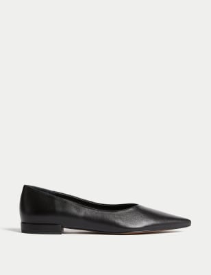 

Womens Autograph Flache Lederballerinas mit spitzer Zehenkappe - Black, Black