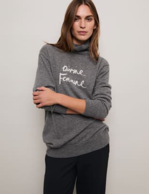 

Womens M&S X BELLA FREUD Pure Cashmere Relaxed Jumper - Grey Marl, Grey Marl