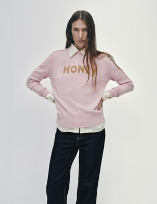 

Womens M&S X BELLA FREUD Pure Cashmere Honey Jumper - Light Rose, Light Rose