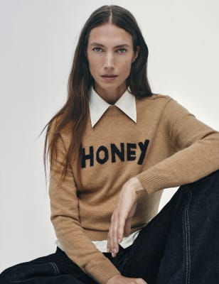 

Womens M&S X BELLA FREUD Pure Cashmere Honey Jumper - Camel, Camel