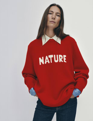 

Womens M&S X BELLA FREUD Merino Wool Nature Oversized Jumper With Cashmere - Poppy, Poppy