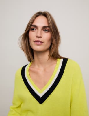 

Womens M&S X BELLA FREUD Mohair-Blend Oversized Cricket Jumper - Acid Yellow, Acid Yellow