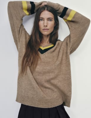 

Womens M&S X BELLA FREUD Mohair-Blend Oversized Cricket Jumper - Mocha, Mocha