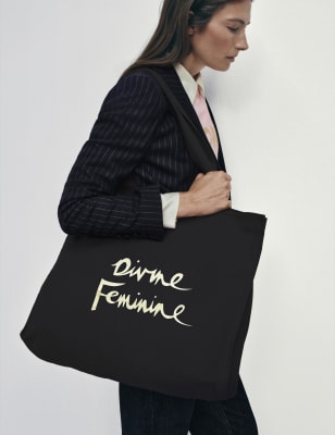 

Womens M&S X BELLA FREUD Divine Feminine Pure Cotton Canvas Tote Bag - Black, Black