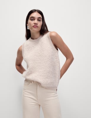 

Womens M&S Collection Textured Crew Neck Knitted Vest - Natural, Natural