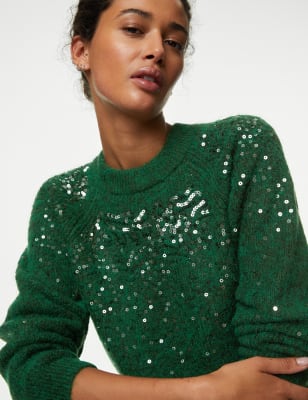 Green sequin jumper hotsell