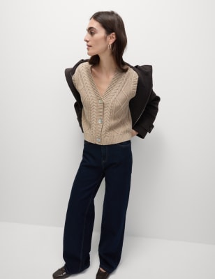 

Womens M&S Collection Cotton Rich Knitted Slim Textured Waistcoat - Cappuccino, Cappuccino