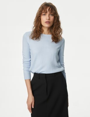 

Womens M&S Collection Superweicher Pullover mit Rundhalsausschnitt - Ice Blue, Ice Blue