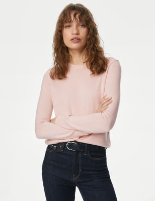 

M&S Collection Suéter con cuello redondo supersuaveWomens - Pink Shell, Pink Shell