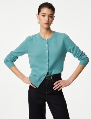 

Womens Autograph Pure Cashmere Crew Neck Cardigan - Light Turquoise, Light Turquoise