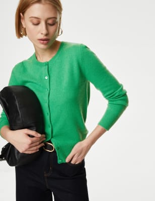 

Womens Autograph Strickjacke mit Rundhalsausschnitt aus reinem Kaschmir - Medium Green, Medium Green