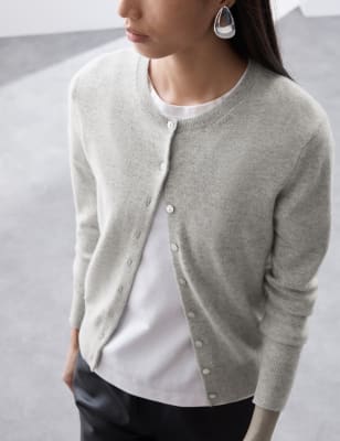 

Womens Autograph Strickjacke mit Rundhalsausschnitt aus reinem Kaschmir - Light Grey, Light Grey