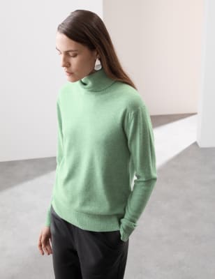 

Womens Autograph Pure Cashmere Roll Neck Jumper - Green Marl, Green Marl