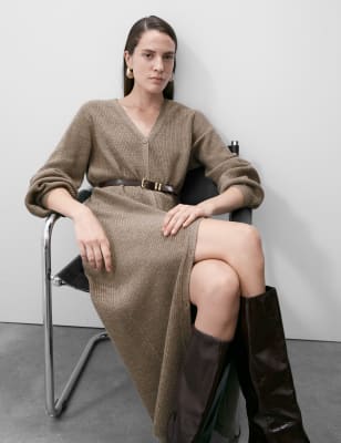 

Womens M&S Collection Strickjacke mit hohem Merinowollanteil und Cashmere - Mocha, Mocha