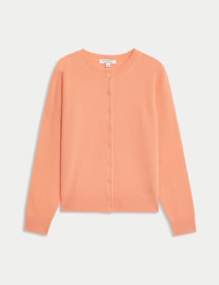 

Autograph Cárdigan informal 100 % cachemira con cuello redondoWomens - Bright Peach, Bright Peach