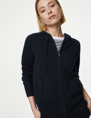 

Womens Autograph Pure Cashmere Knitted Relaxed Hoodie - Navy, Navy