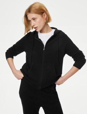 

Womens Autograph Pure Cashmere Knitted Relaxed Hoodie - Black, Black