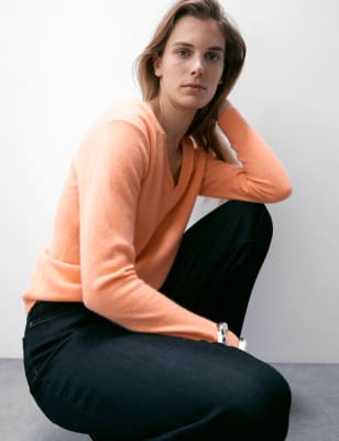 

Womens Autograph Pure Cashmere V-Neck Jumper - Bright Peach, Bright Peach