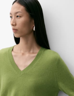 

Womens Autograph Pure Cashmere V-Neck Jumper - Bright Green, Bright Green