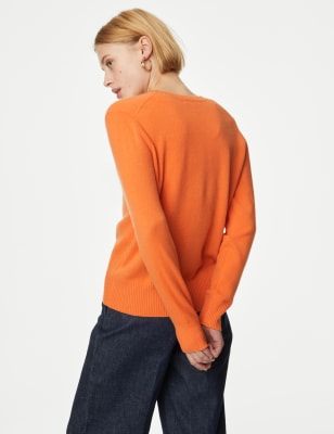 

Womens Autograph Pure Cashmere V-Neck Jumper - Orange, Orange