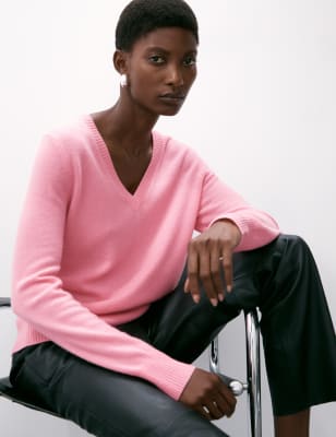 

Womens Autograph Pure Cashmere V-Neck Jumper - Petal Pink, Petal Pink