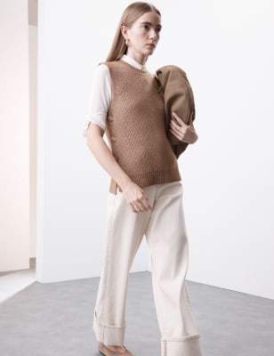 

Womens Autograph Wool Blend Ribbed Jumper with Cashmere - Hazelnut, Hazelnut