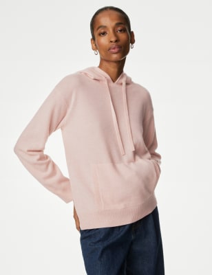 

Womens Autograph Pure Cashmere Textured Relaxed Hoodie - Blush, Blush