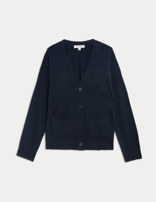 

Womens Autograph Pure Cashmere V-Neck Button Front Cardigan - Navy, Navy