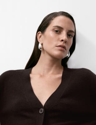

Autograph Cárdigan 100% cashmere con botonadura delantera de escote en picoWomens - Bitter Chocolate, Bitter Chocolate