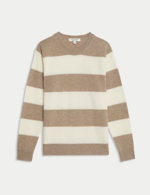 

Womens Autograph Pure Cashmere Striped Crew Neck Jumper - Neutral, Neutral