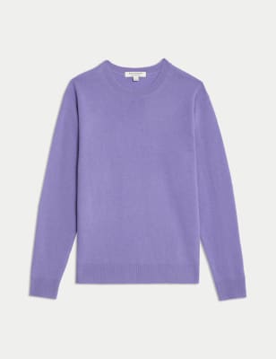 

Womens Autograph Pure Cashmere Textured Crew Neck Jumper - Purple, Purple