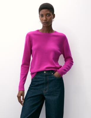 

Womens Autograph Pure Cashmere Textured Crew Neck Jumper - Fuchsia, Fuchsia