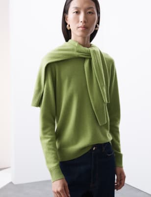 

Womens Autograph Pure Cashmere Textured Crew Neck Jumper - Bright Green, Bright Green