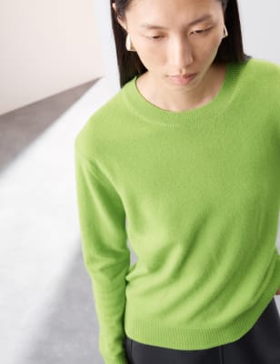 

Womens Autograph Pure Cashmere Textured Crew Neck Jumper - Apple Green, Apple Green