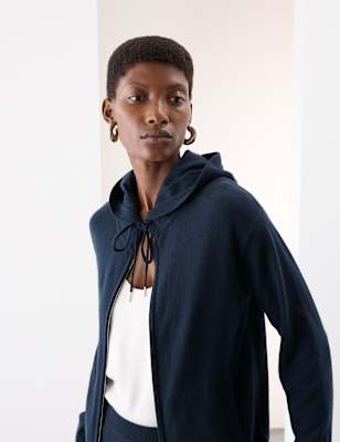 

Womens Autograph Pure Cashmere Zip Up Hoodie - Navy, Navy