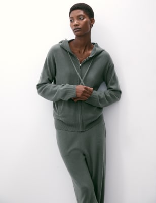 

Womens Autograph Hoodie aus reinem Cashmere mit Reißverschluss - Dark Olive, Dark Olive