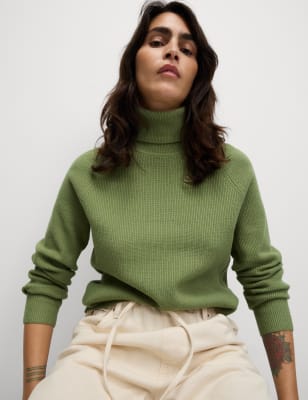 

Womens M&S Collection Gerippter Rollkragenpullover - Fern Green, Fern Green