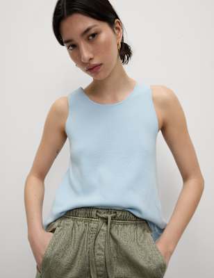 

Womens M&S Collection Crew Neck Knitted Vest, Ice Blue